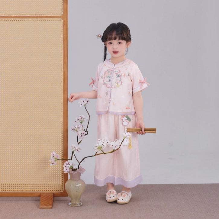 JXGX Summer Pink Butterfly Hanfu Girl’s Set ---Lewei