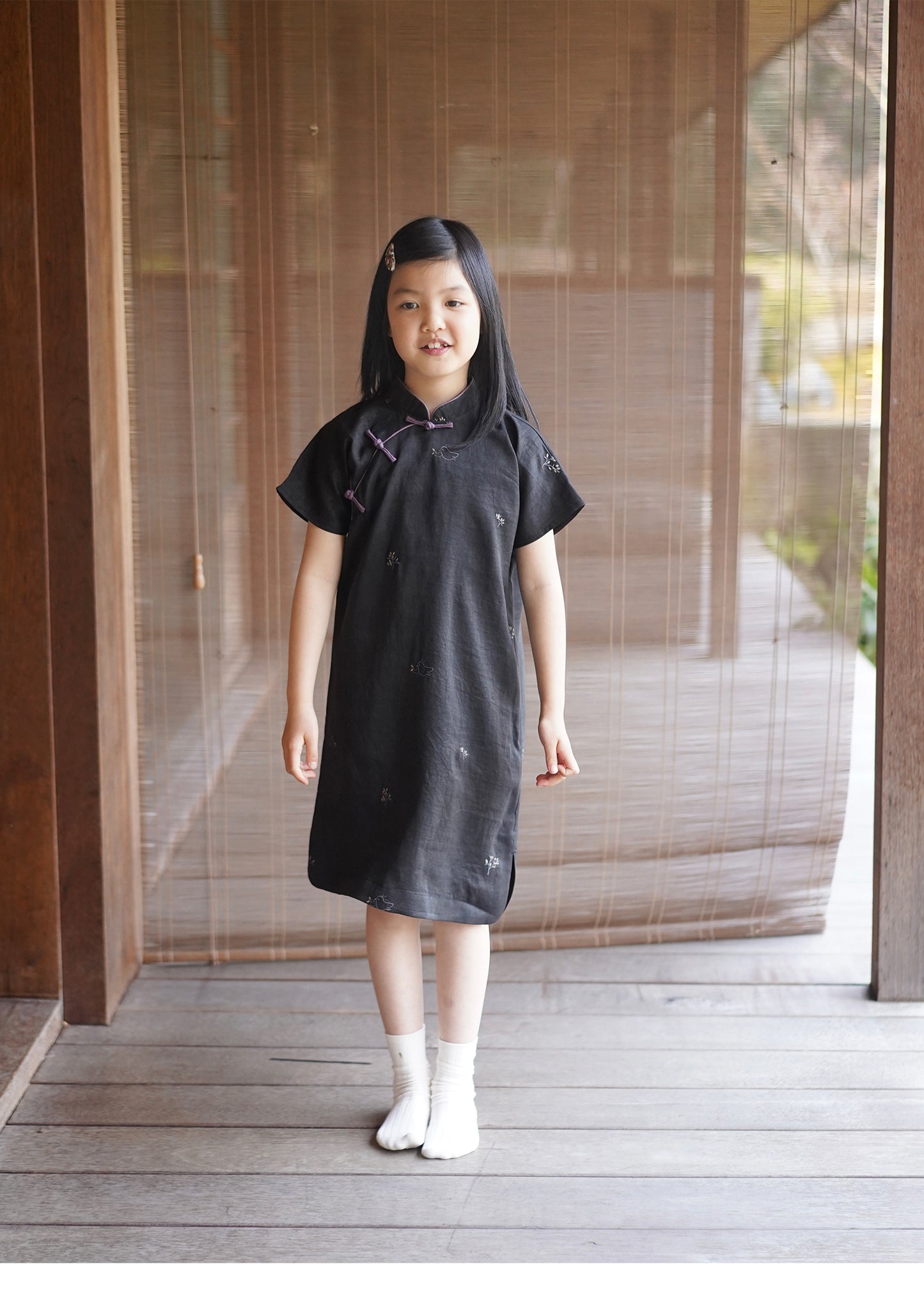 Robe à manches courtes en soie MaNa