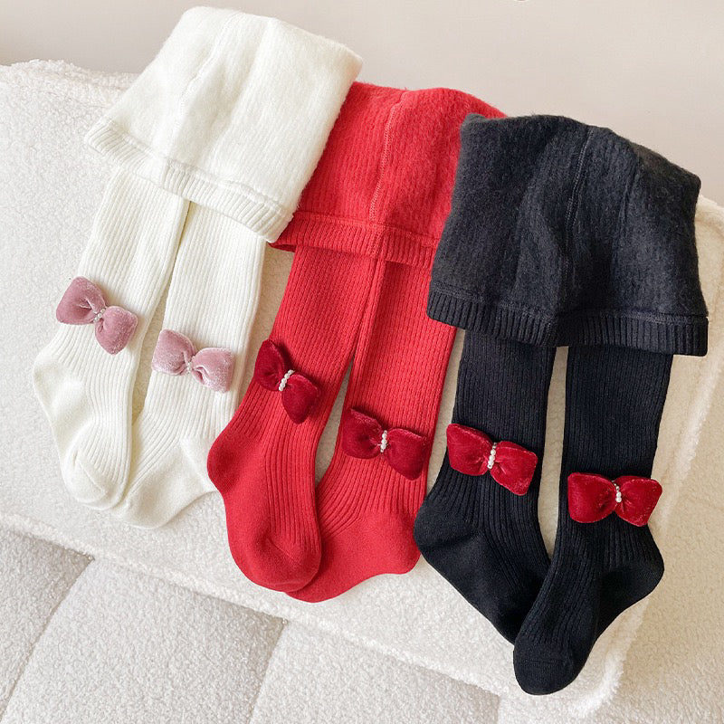 Baby/Toddler/Kids Fleece Bow Tights - C2C Kids