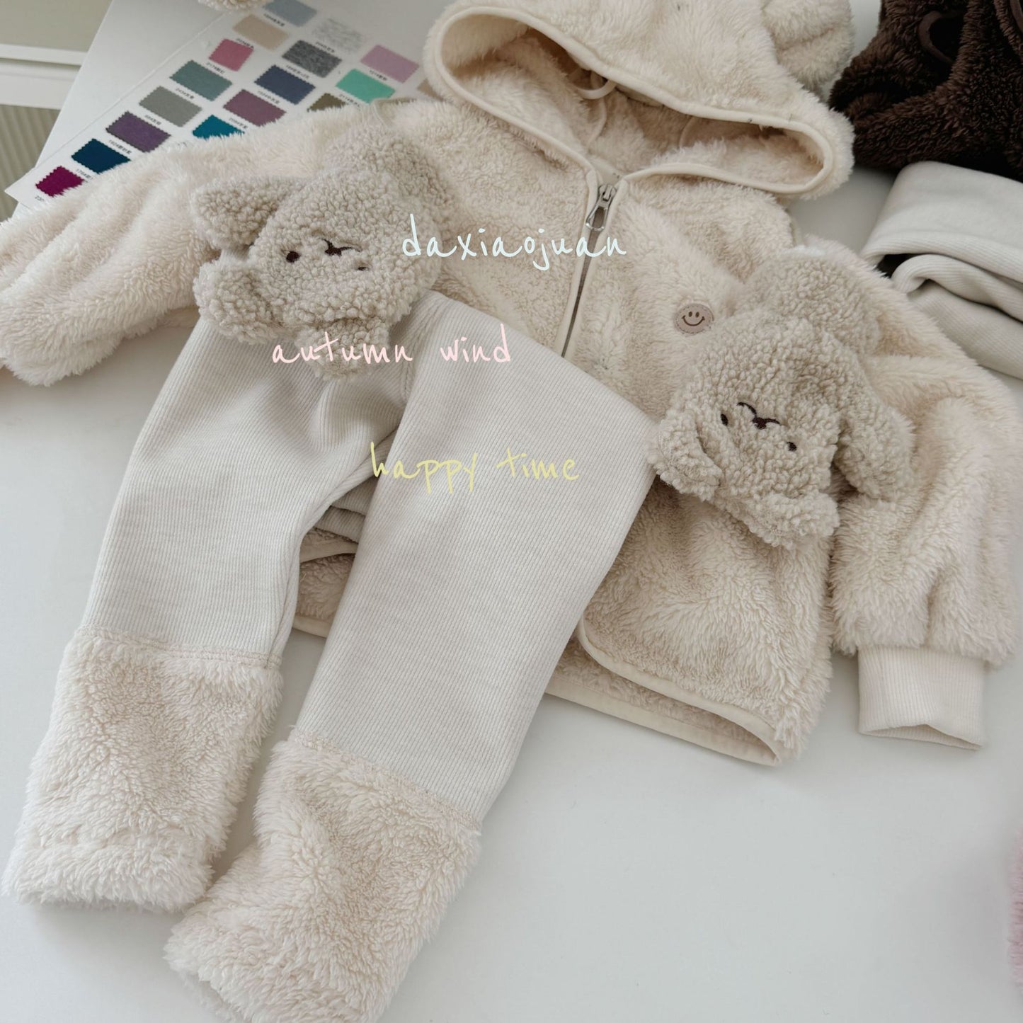 Ensemble de peluche ours mignon à capuche pour enfants DXJ (sans gants)