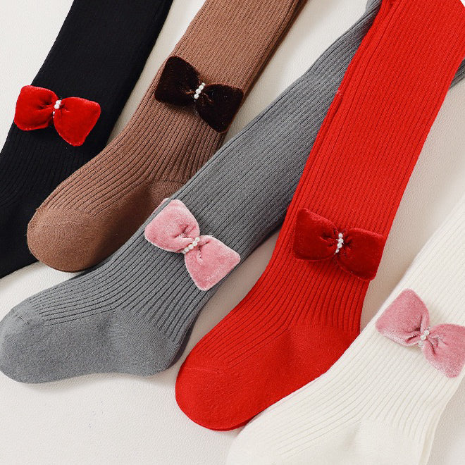 Baby/Toddler/Kids Fleece Bow Tights - C2C Kids
