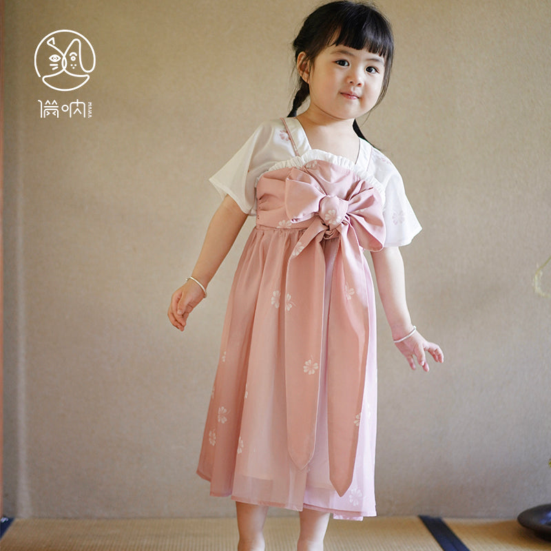 Robe rose à nœud papillon MaNa
