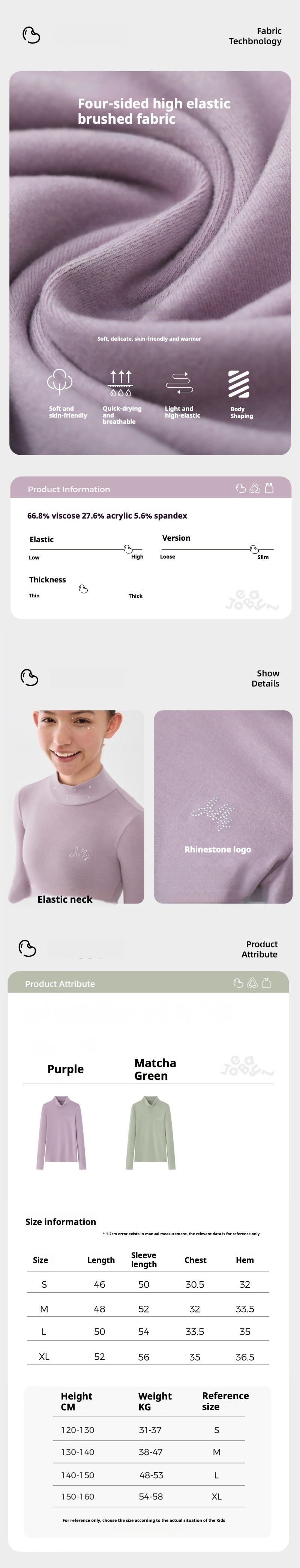 Jollybean FrostGlow Girls' Crystal Ice Skating Top (120-160/5y-10y+)