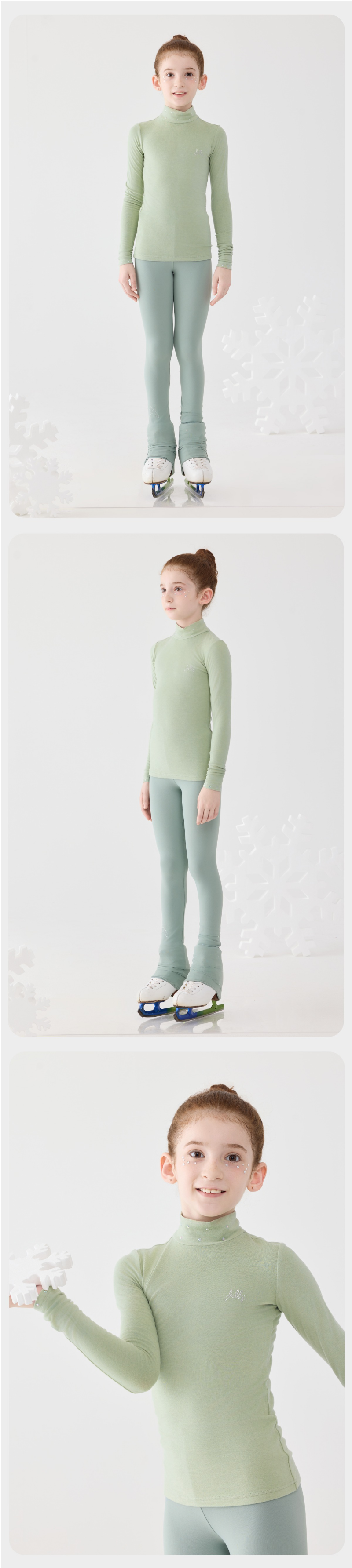 Jollybean FrostGlow Girls' Crystal Ice Skating Top (120-160/5y-10y+)