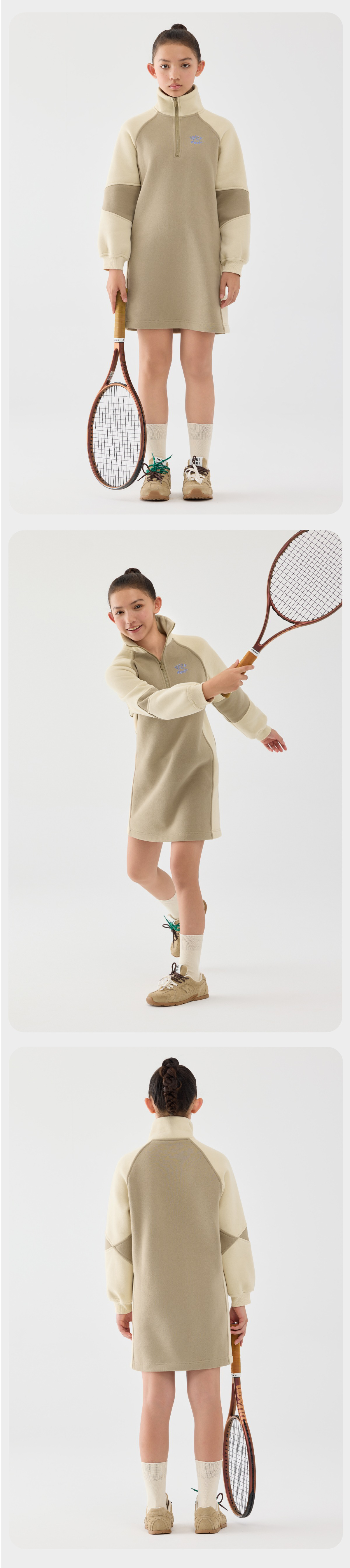 Jollybean Girls Retro Cozy Spliced Fleece Dress (120-170/ 5y-Adult)