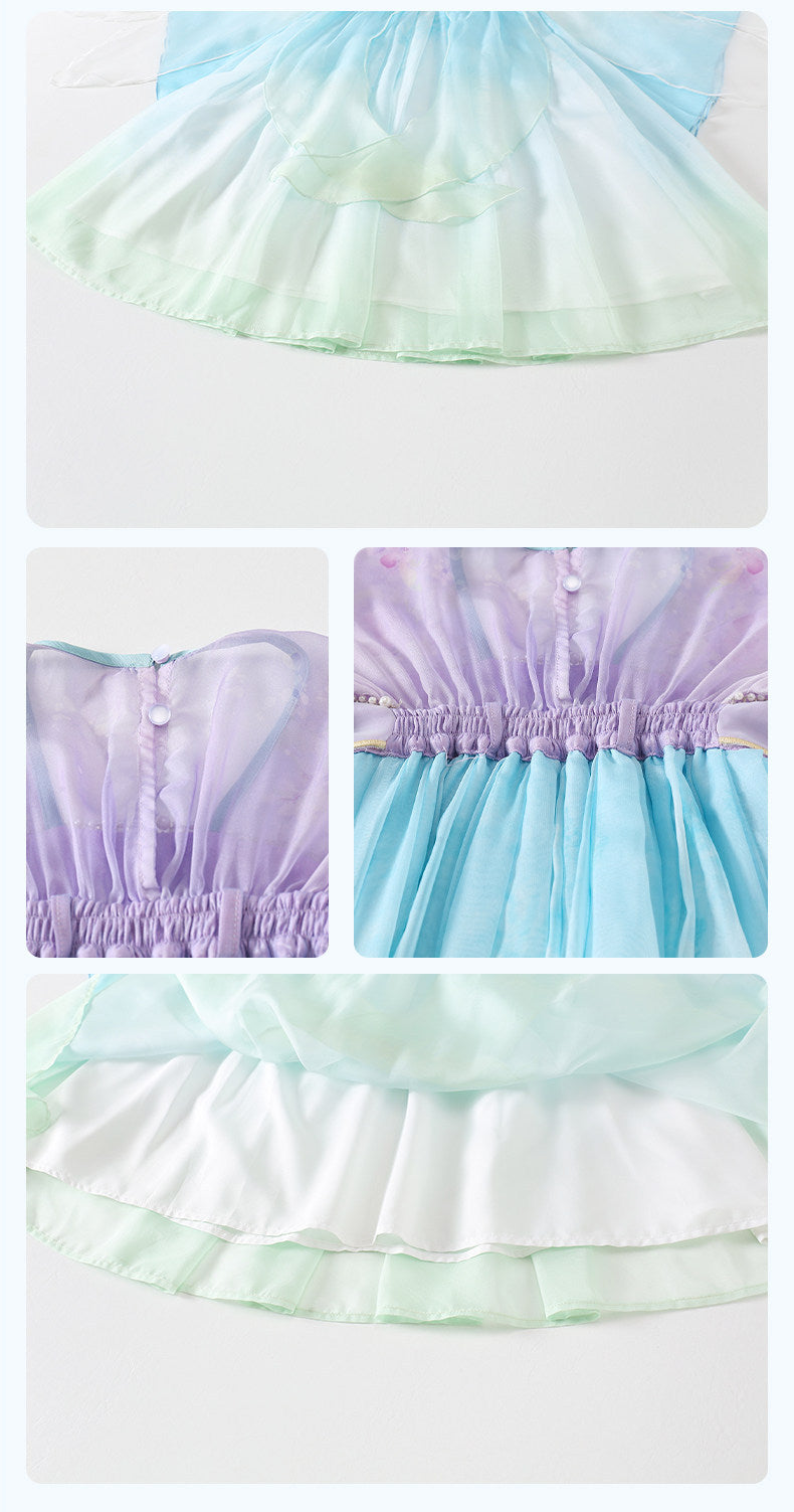 JXGX Girls Purple Blue Hanfu Dress – Elegant Chinese Fairy Dress Kids Embroidered Traditional Princess Outfit ---LuoYao