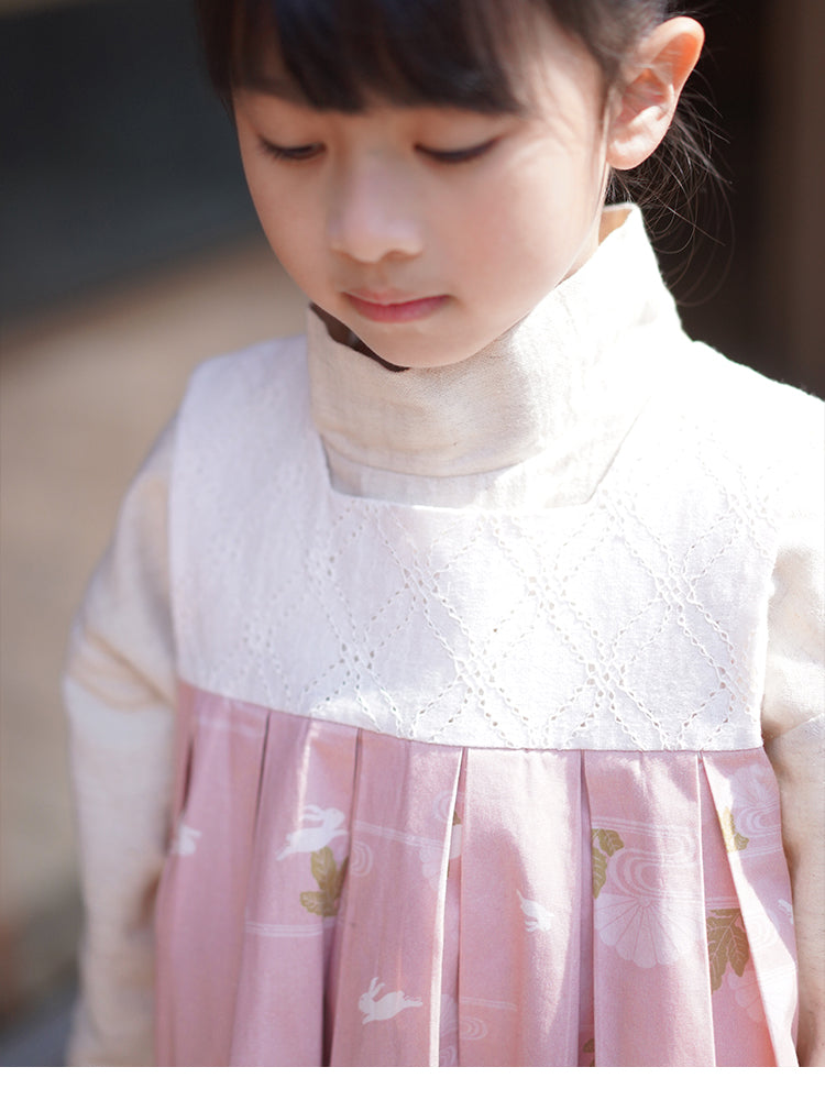 Robe Hanfu MaNa en gilet de lapin rose