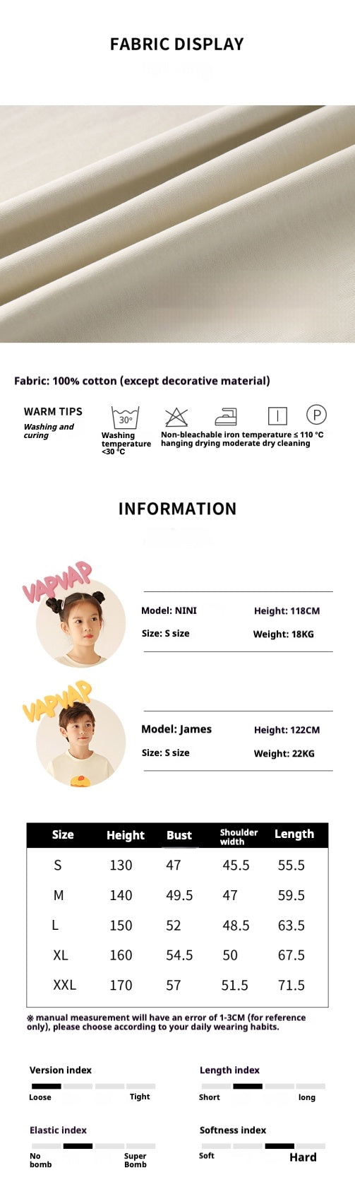 DXJ Chemise légère pour tout-petits/enfants 1