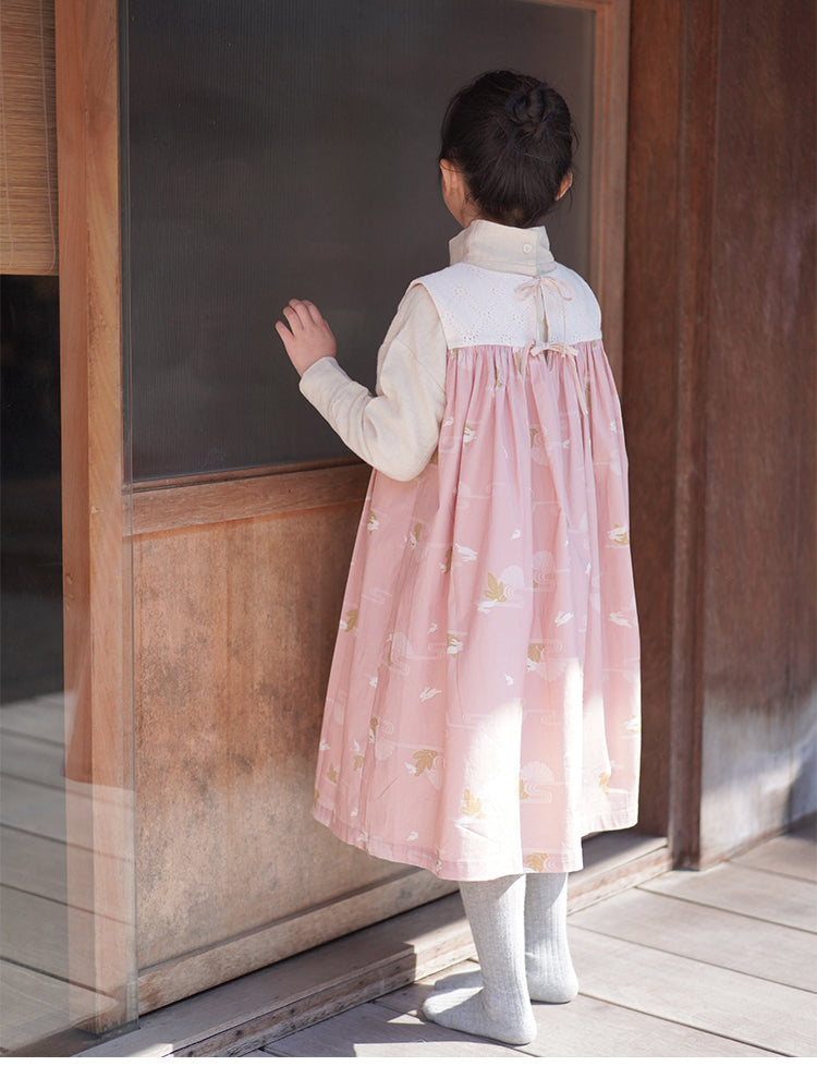 Robe Hanfu MaNa en gilet de lapin rose