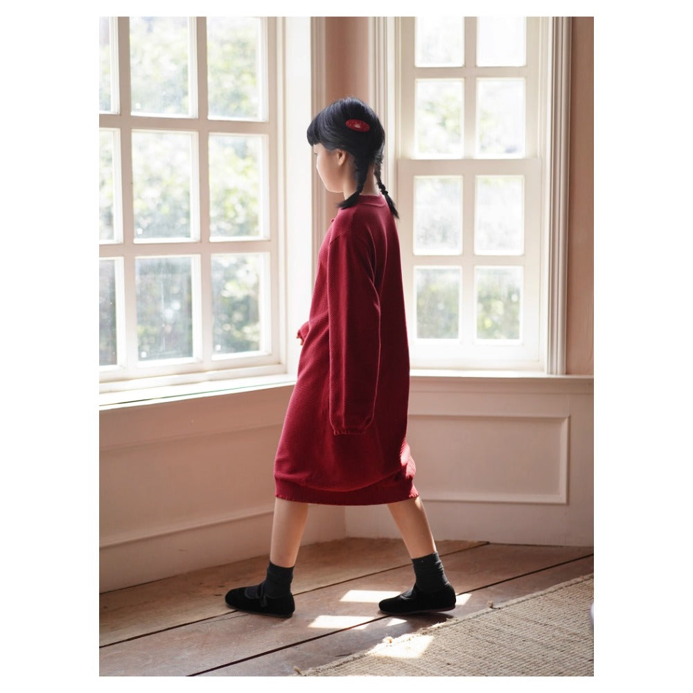 Robe cheongsam en tricot de coton rouge pour filles MaNa pour le Nouvel An chinois