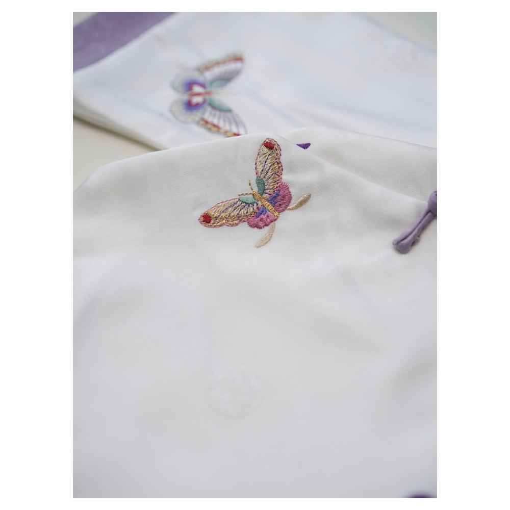 MaNa Mother & Daughter Butterfly Embroidery Silk Matching Tops
