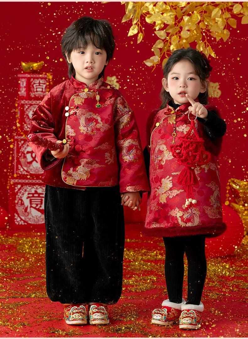MengHu Kids Chinese New Year Sibling Outfit ---Xiaojinlong
