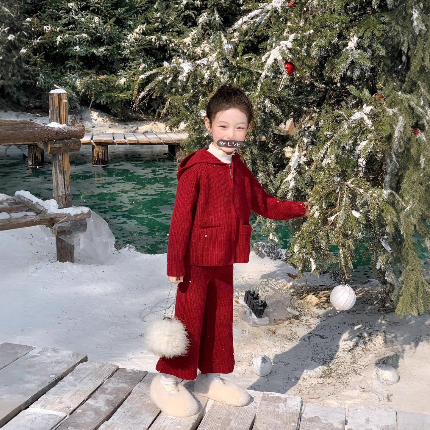 Girls' Knit Set | Elf-Hood Zip Cardigan & Flare Pants