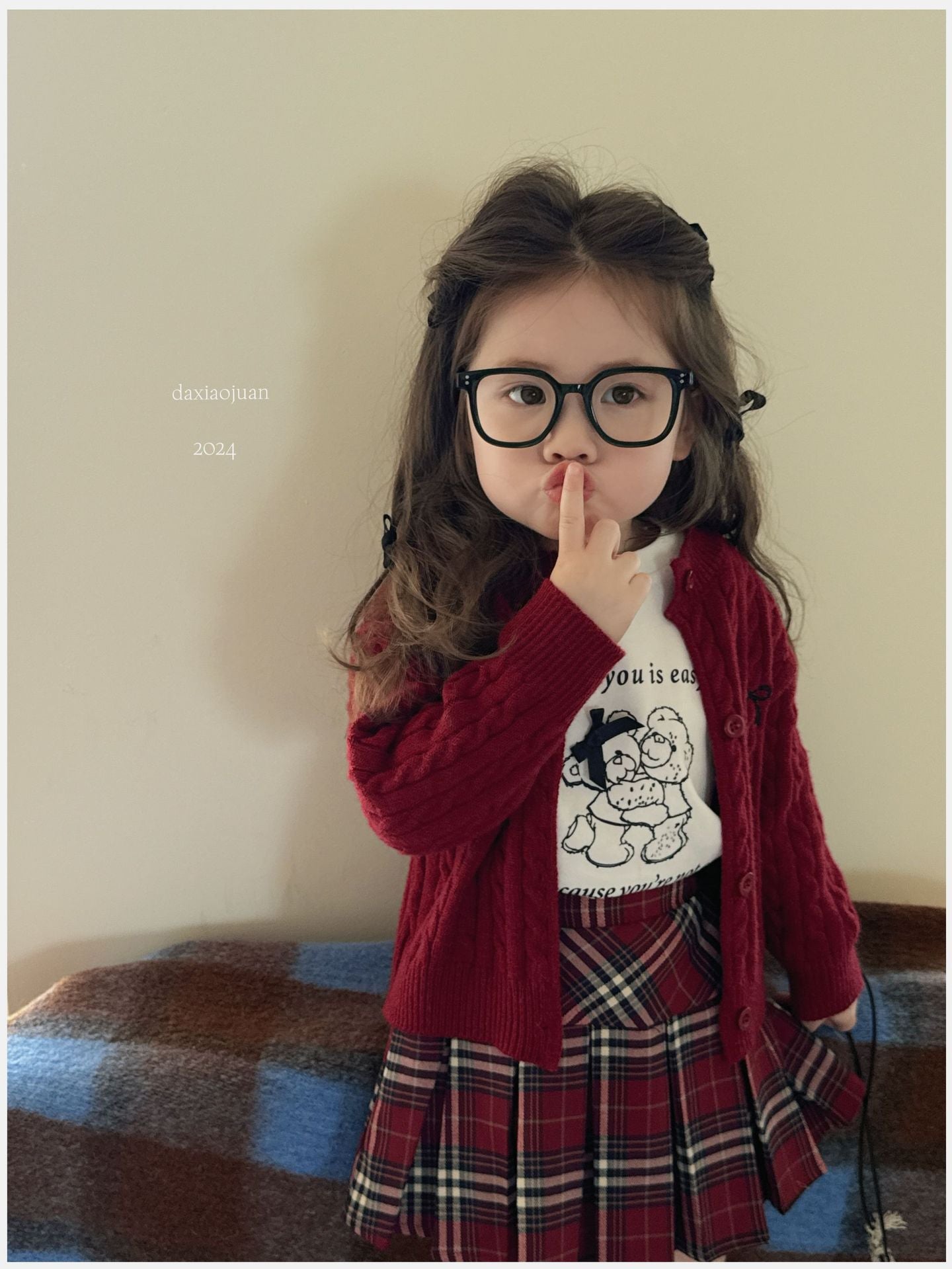 Cardigan tricoté avec nœuds pour filles DXJ