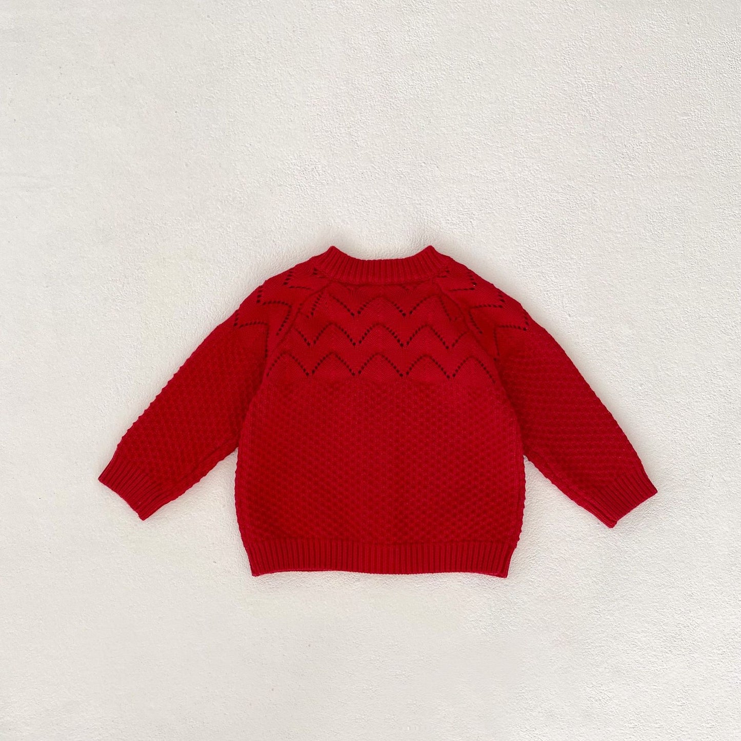Ensemble 2 pièces body et cardigan en tricot rouge pour bébé fille