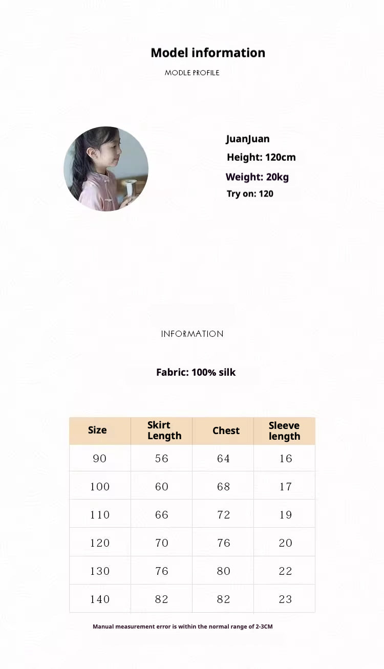 Mana Summer Charm Girls' Silk Qipao Dress cheongsam