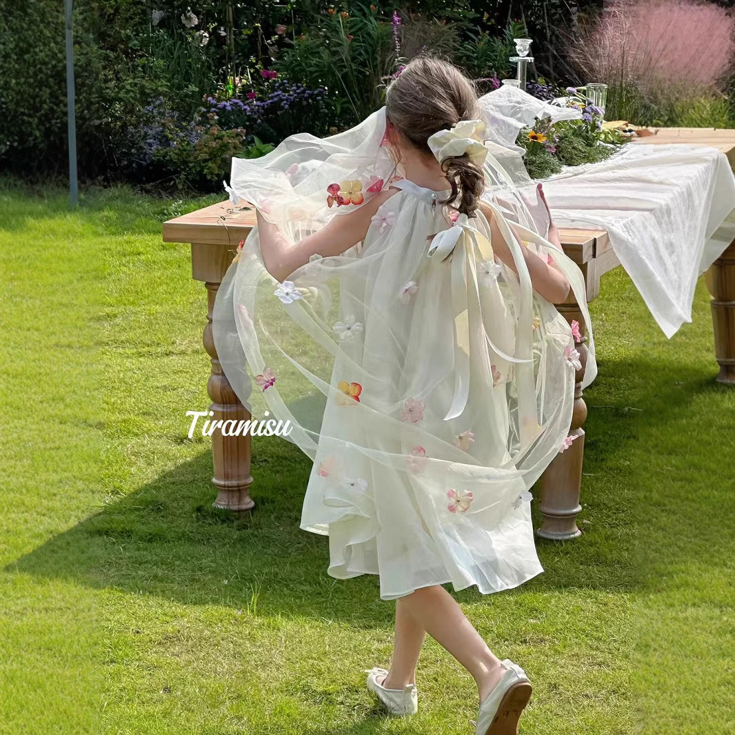 Tiramisu Girls' Meadow Blossom Cape Dress (100-150/3y-12y)