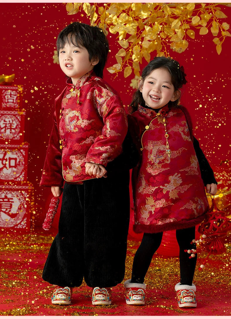 MengHu Kids Chinese New Year Sibling Outfit ---Xiaojinlong