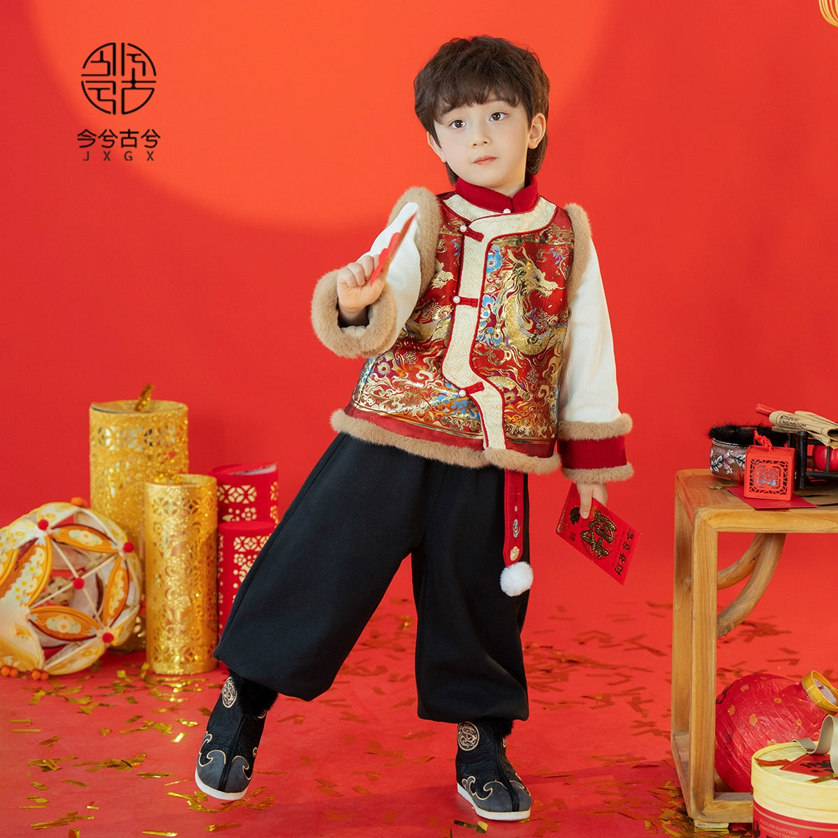 JXGX-Chinese New Year Boys Traditional Jacket--Hualong