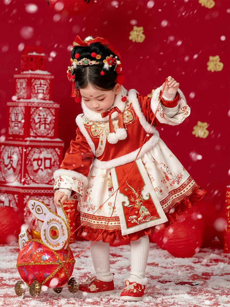 MengHu Girls' Hanfu Winter Dress ---Linglong