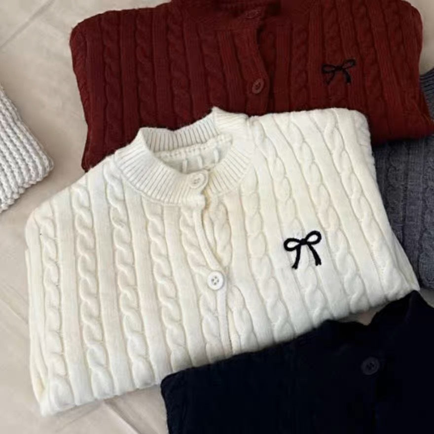 Cardigan tricoté avec nœuds pour filles DXJ