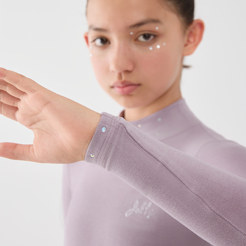 Jollybean FrostGlow Girls' Crystal Ice Skating Top (120-160/5y-10y+)
