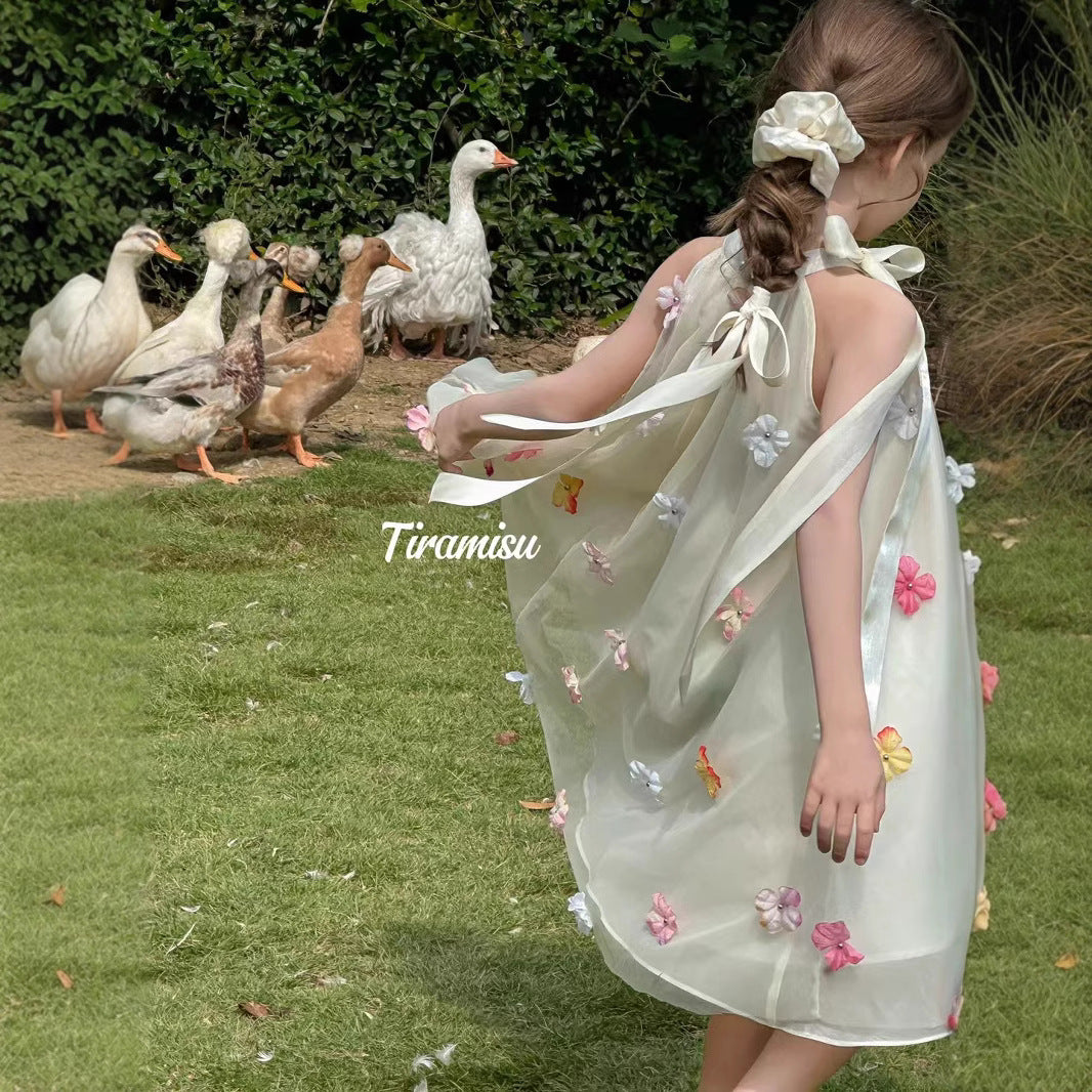 Tiramisu Girls' Meadow Blossom Cape Dress (100-150/3y-12y)