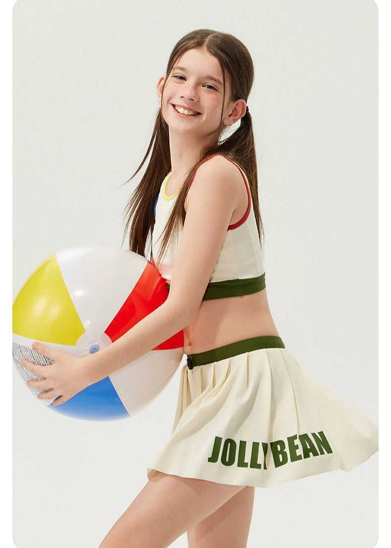 JollyBean Girls' Colorblock Swim Set – Retro Two-Piece Suit (120-170/ 5y-Adult)