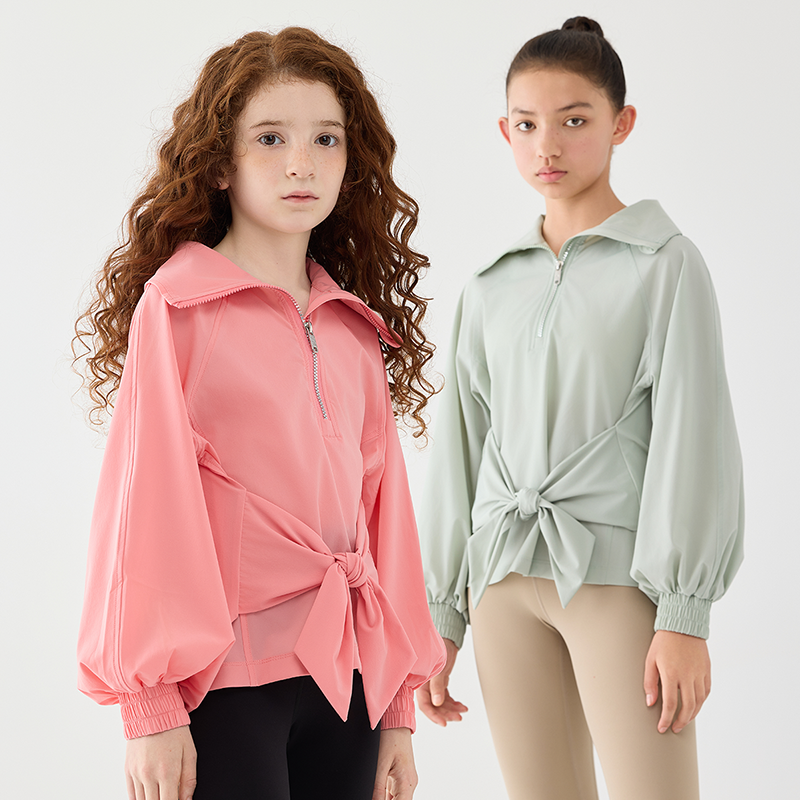 Jollybean Chic Bow Breeze Half-Zip Top for Girls (130-170/6y-Adult)