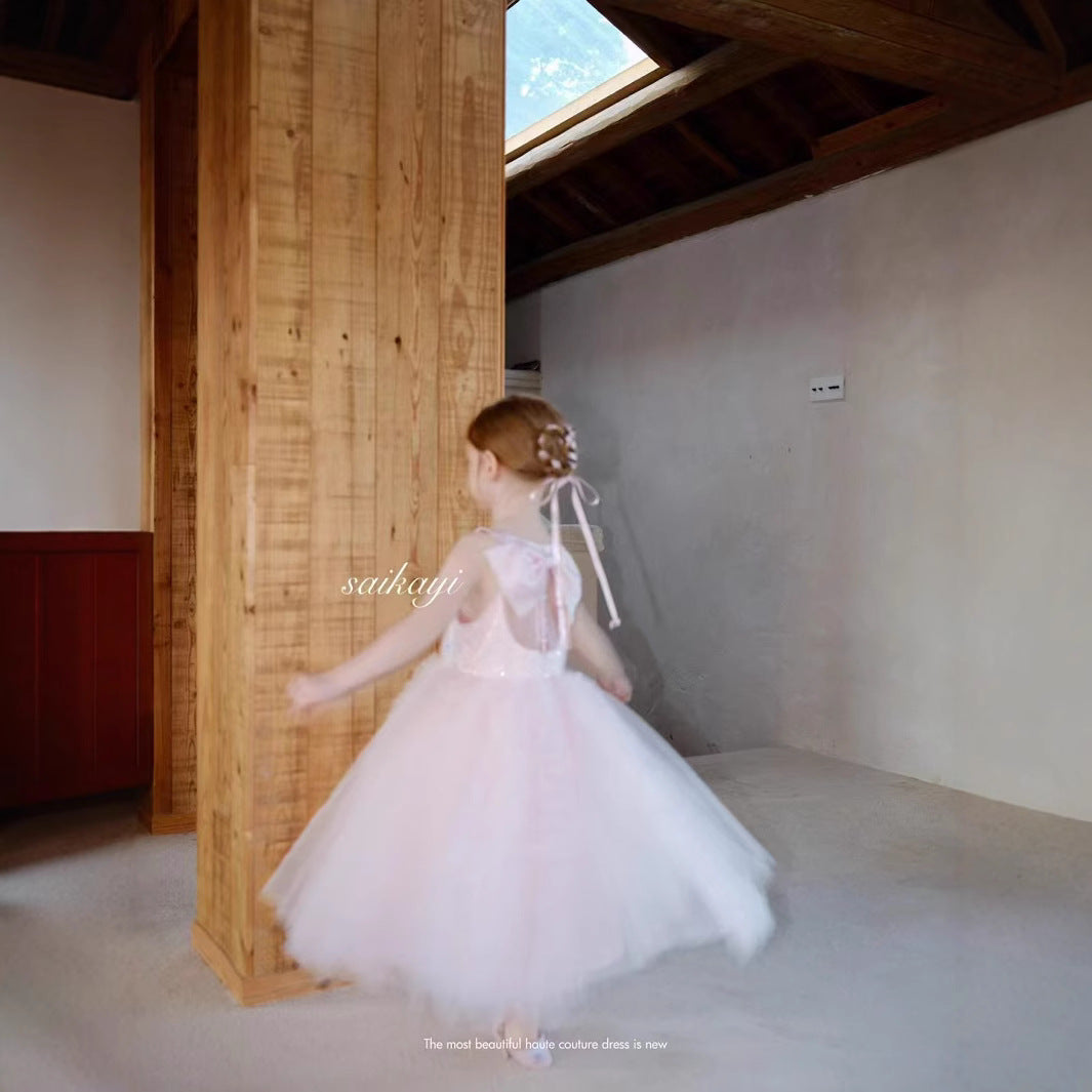 SaiKaYi Girls' Blush Whisper Fairy Dress (110-150/4y-12y+)