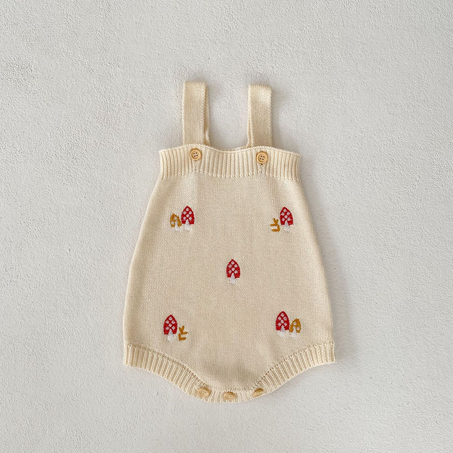 Ensemble 2 pièces cardigan et barboteuse en tricot champignon pour bébé/petite fille