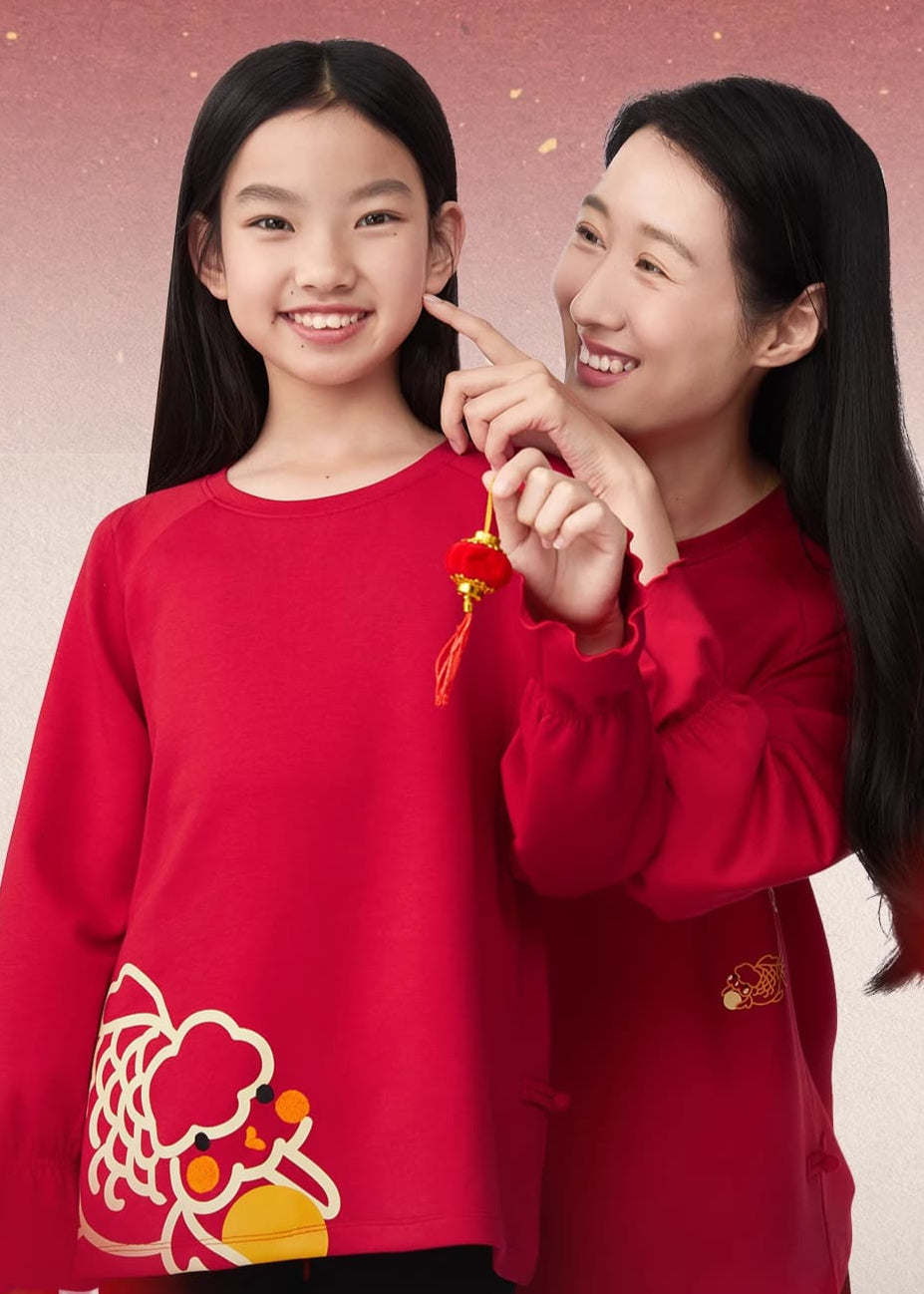 Sweat-shirt en polaire assorti pour la famille SLT pour le Nouvel An chinois --- Filles