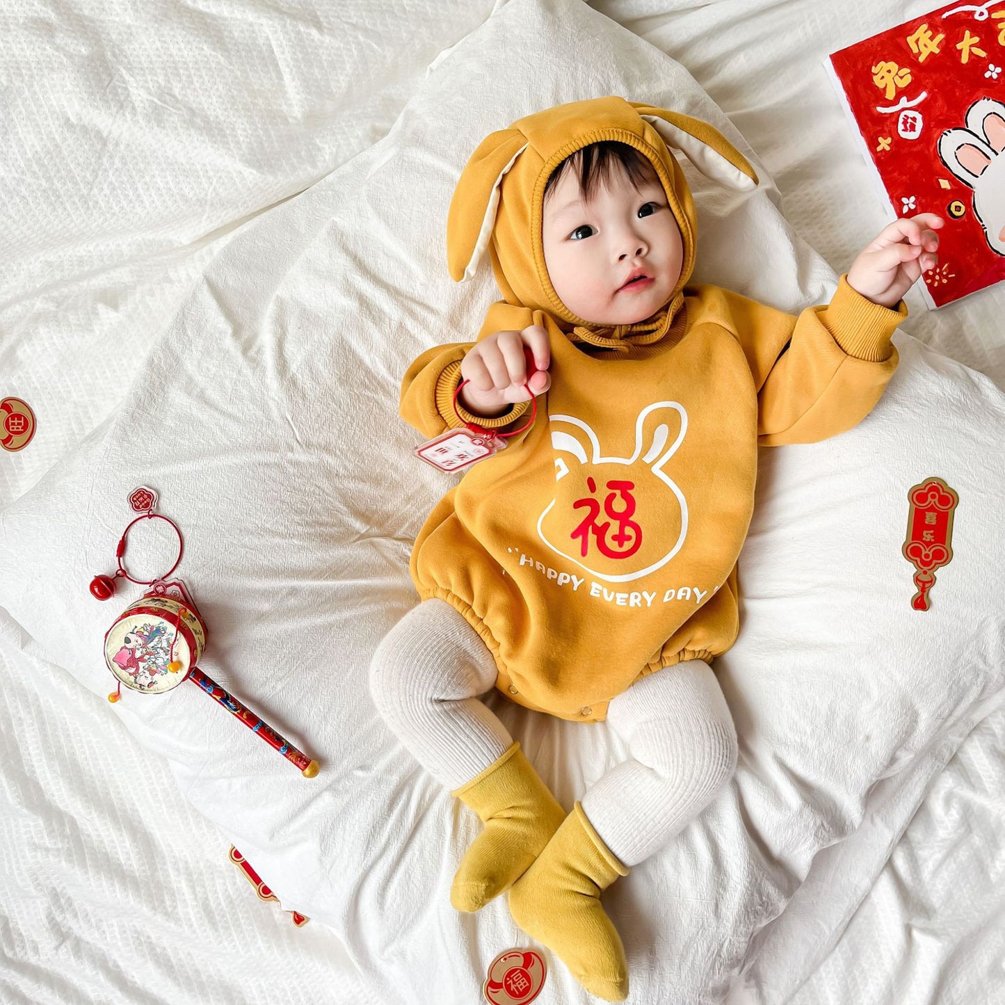 Baby New Year's clothing “Lucky Chinese character” Romper 2-piece Set