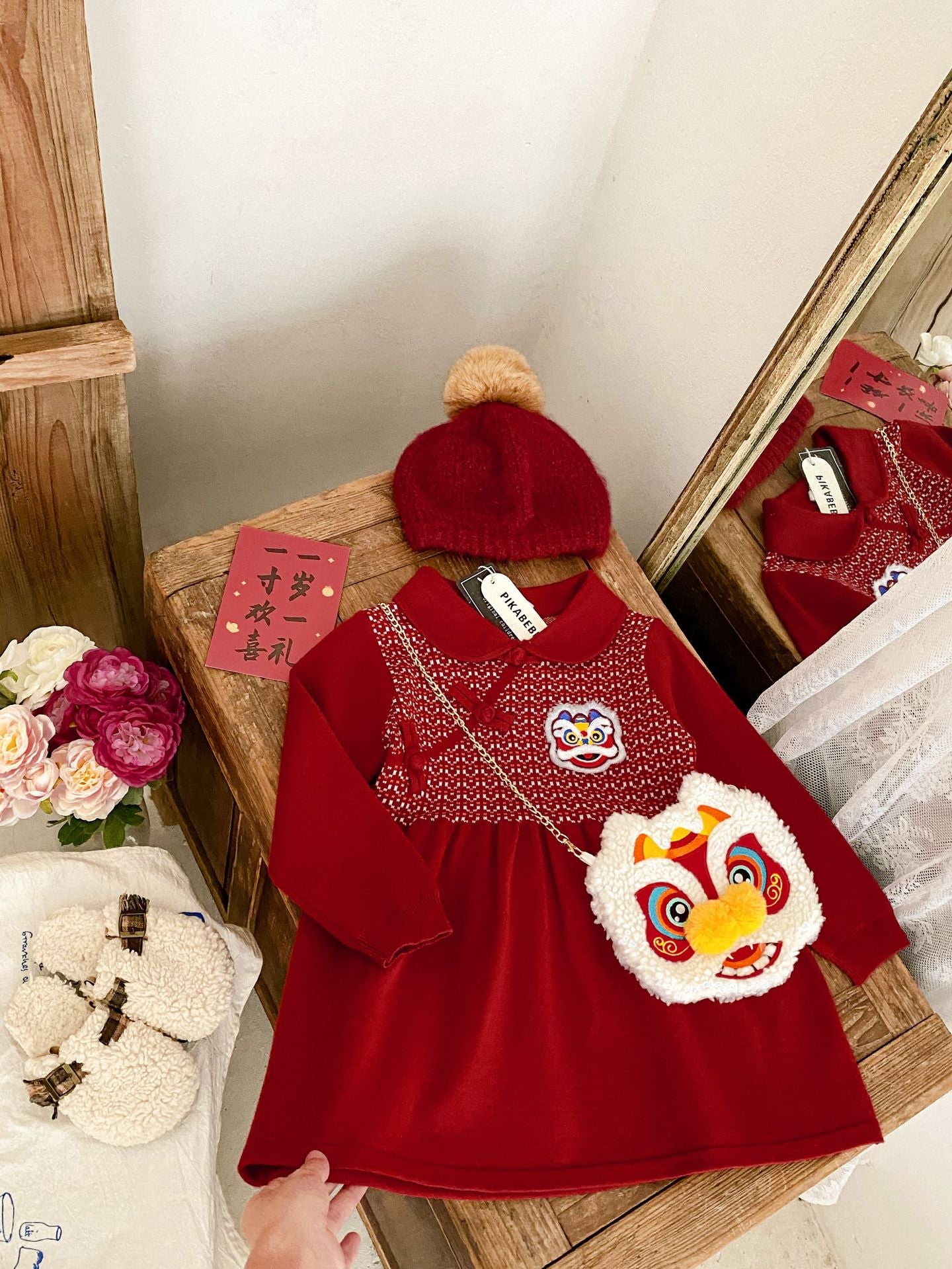 Robe pull du Nouvel An chinois Lion Dance pour filles