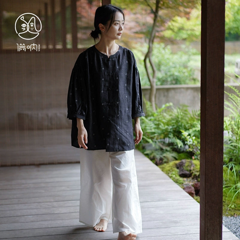 Mana Women's Classic Xiangyun Silk Summer Shirt