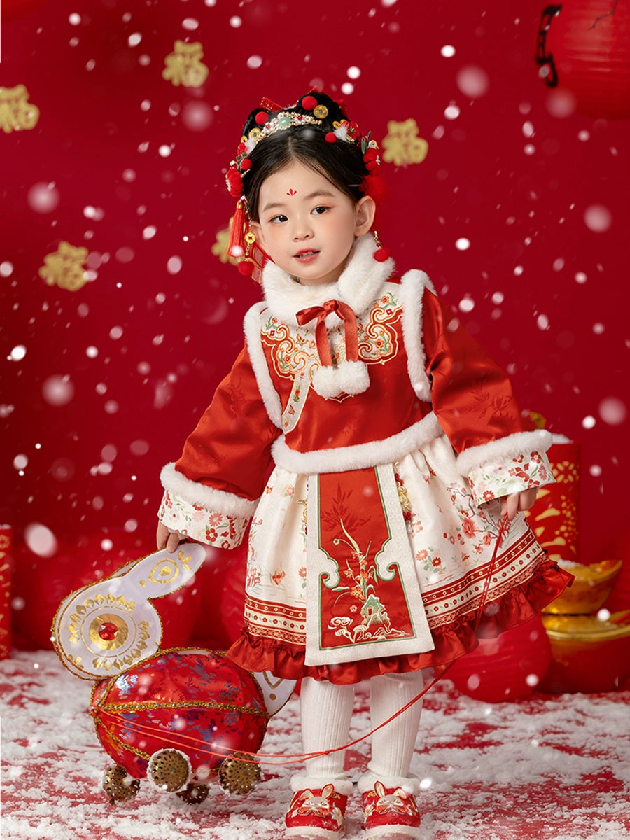 MengHu Girls' Hanfu Winter Dress ---Linglong