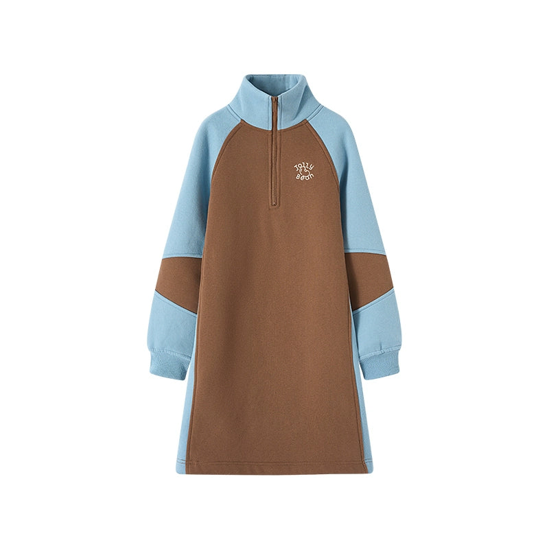 Jollybean Girls Retro Cozy Spliced Fleece Dress (120-170/ 5y-Adult)