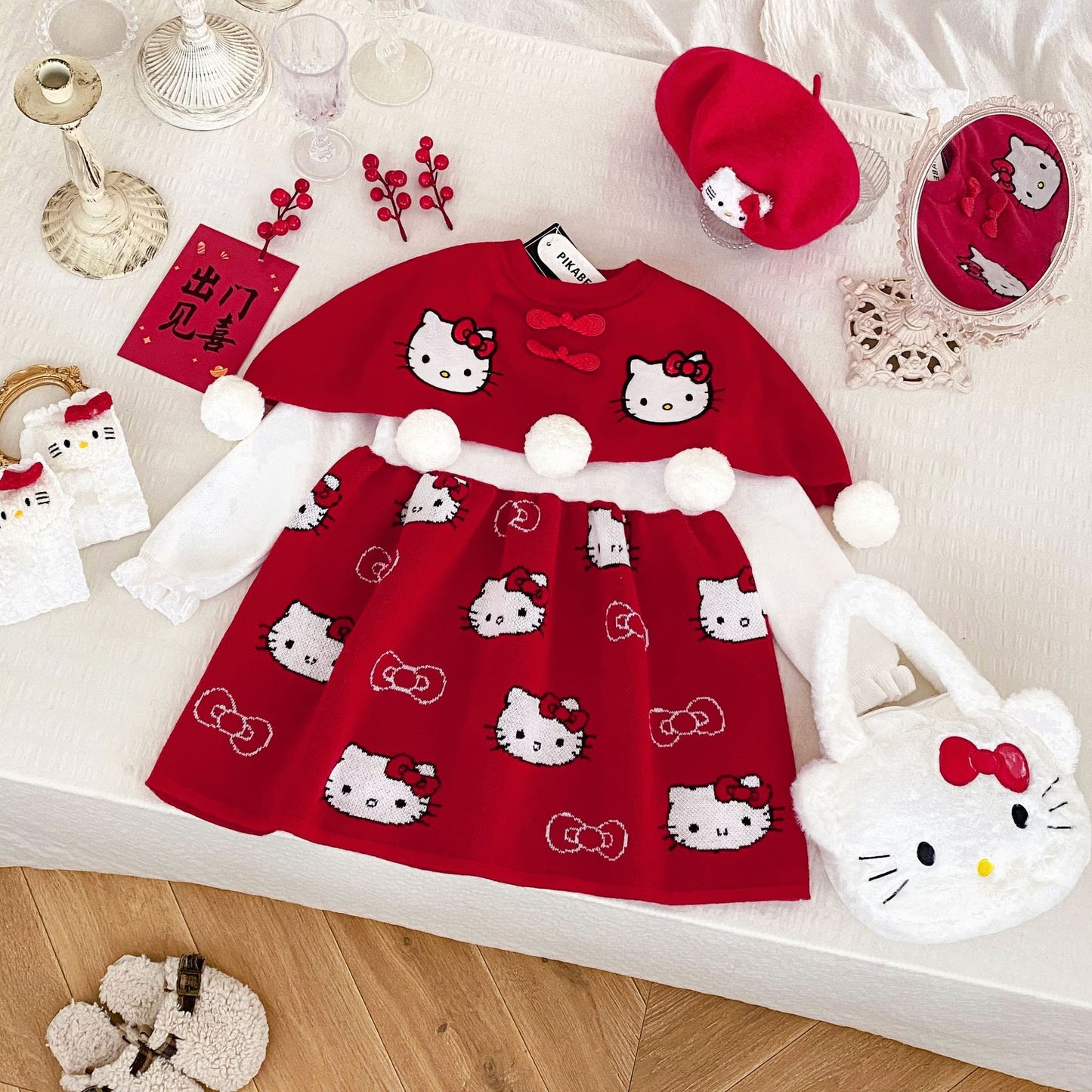 Robe pull rouge Hello Kitty pour filles