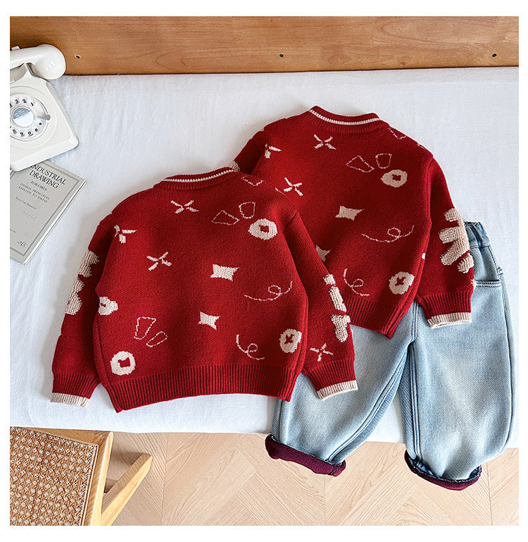 Cardigan « Bonne chance » pour le Nouvel An chinois pour enfants