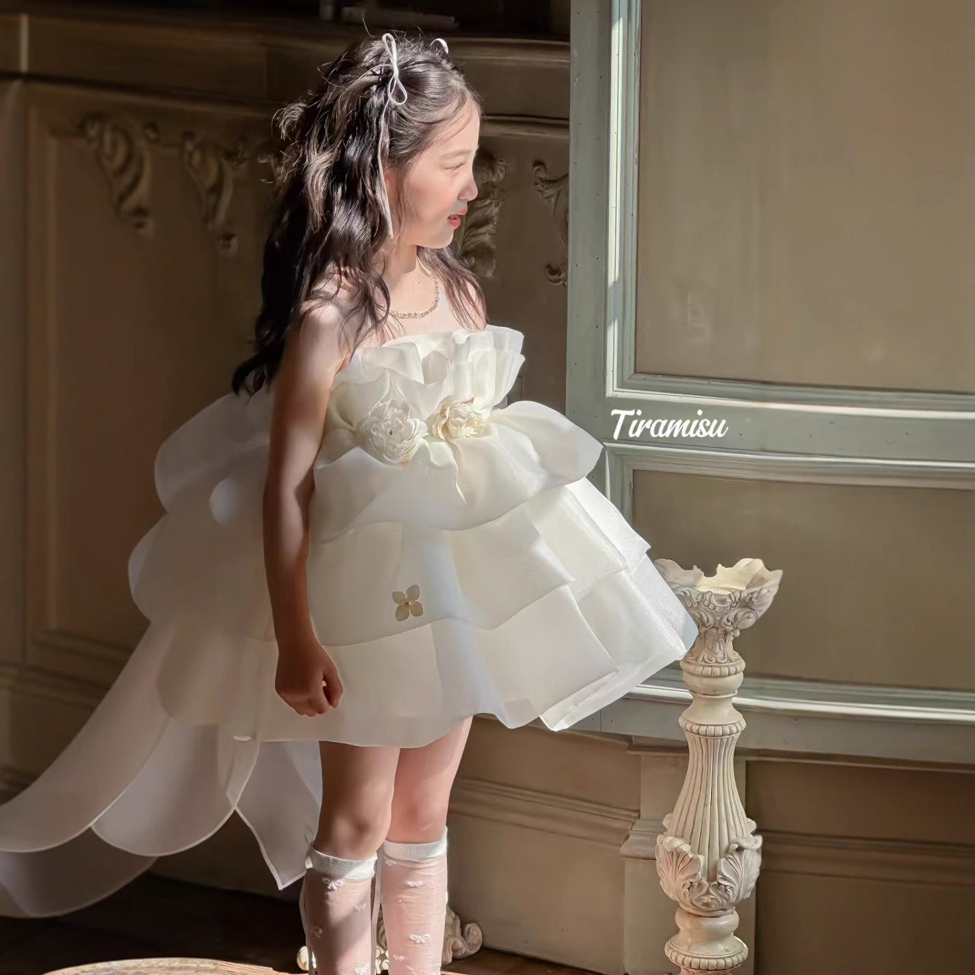 Tiramisu Girls' The Ivory Petal Cloud Dress (100-150/3y-12y)