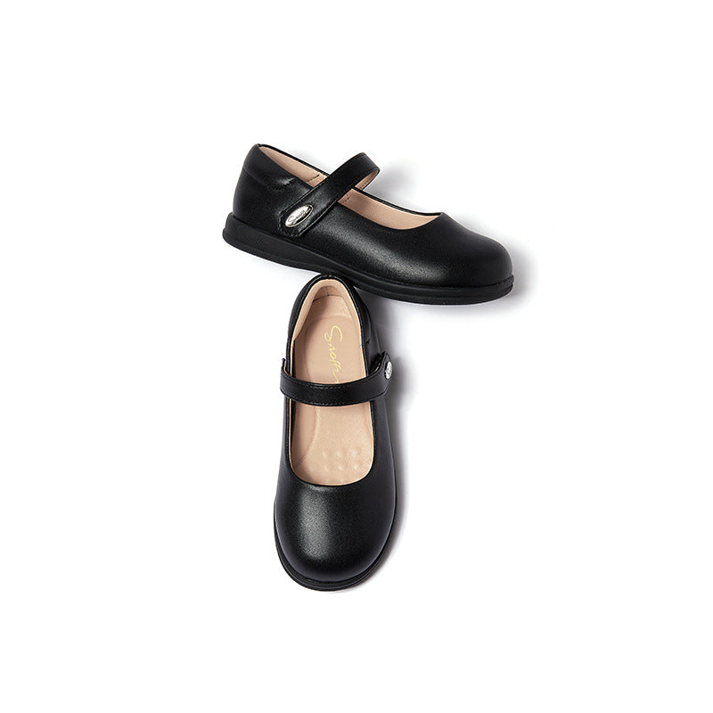 Snoffy Girl Black Leather Shoes