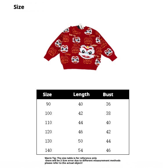 Festive Fortune Lion Dance Celebration Sweater for Kids---Chinese New Year