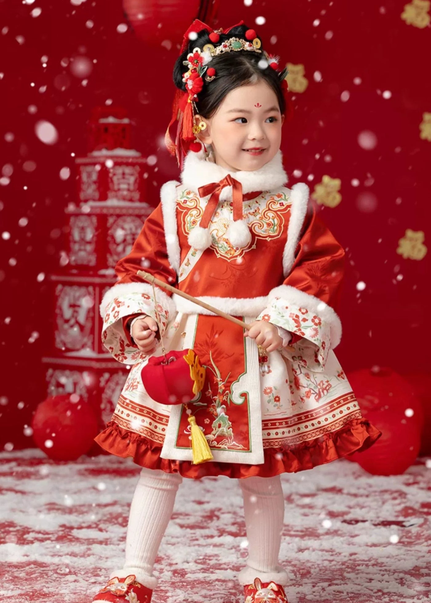 MengHu Girls' Hanfu Winter Dress ---Linglong