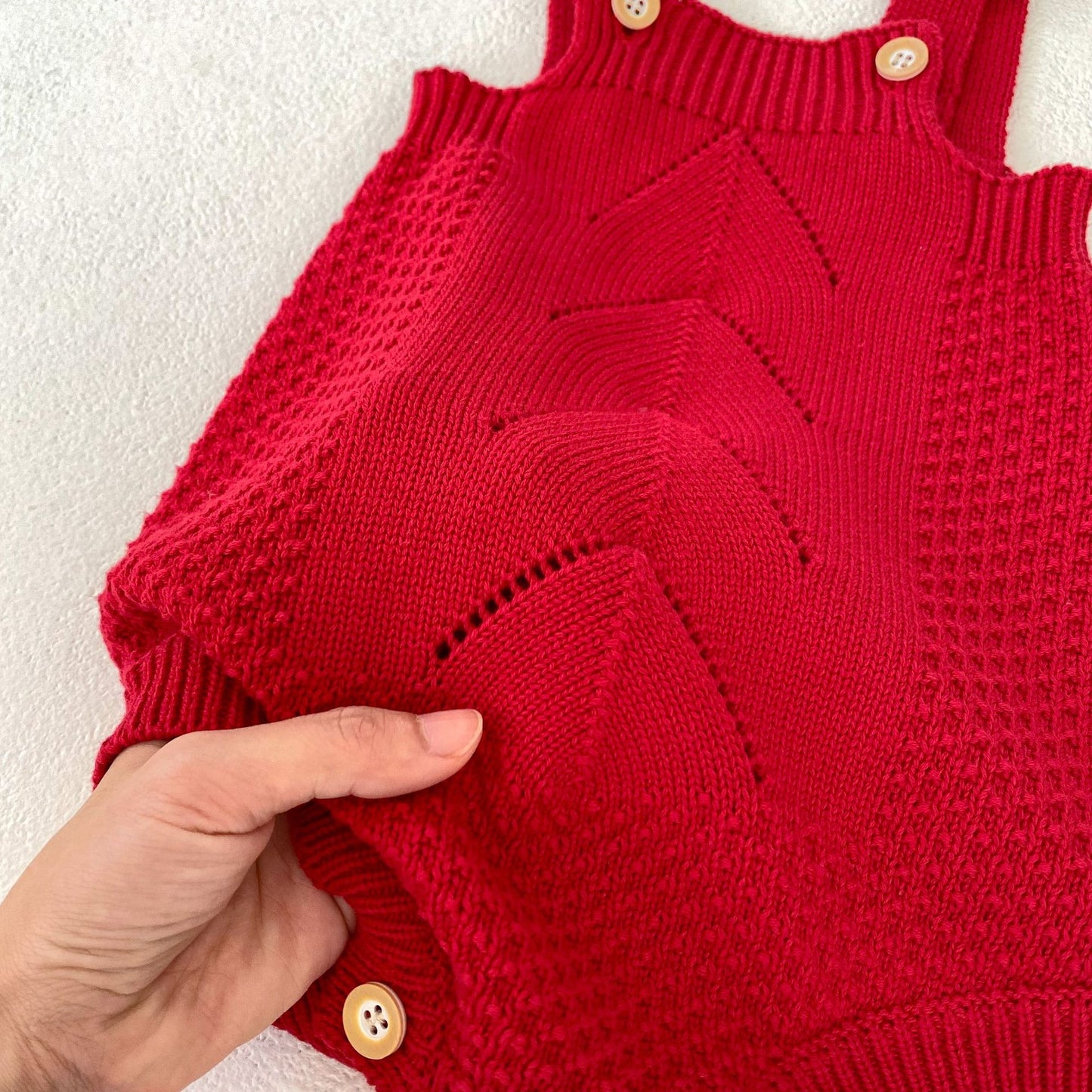Ensemble 2 pièces body et cardigan en tricot rouge pour bébé fille
