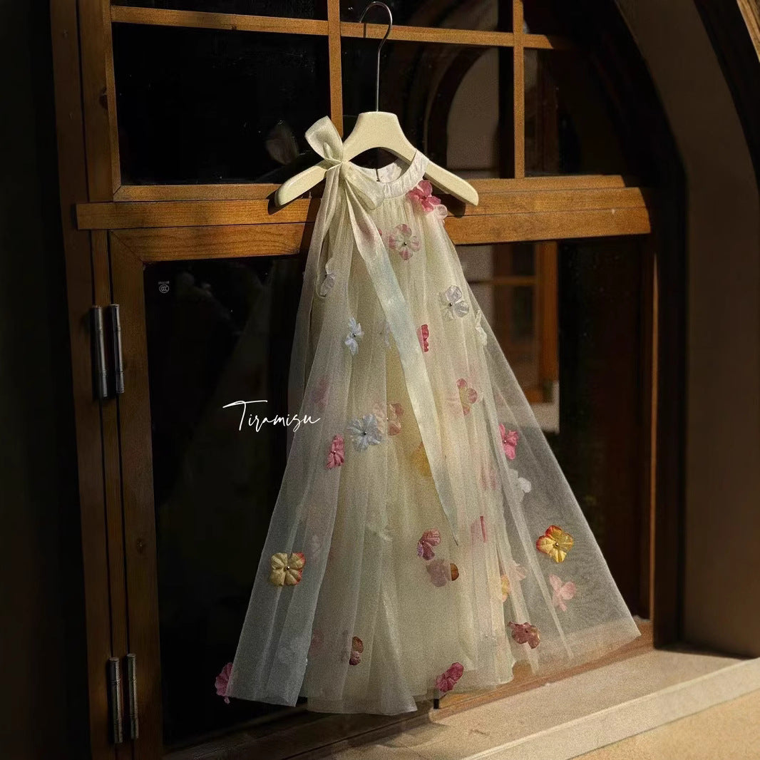 Tiramisu Girls' Meadow Blossom Cape Dress (100-150/3y-12y)