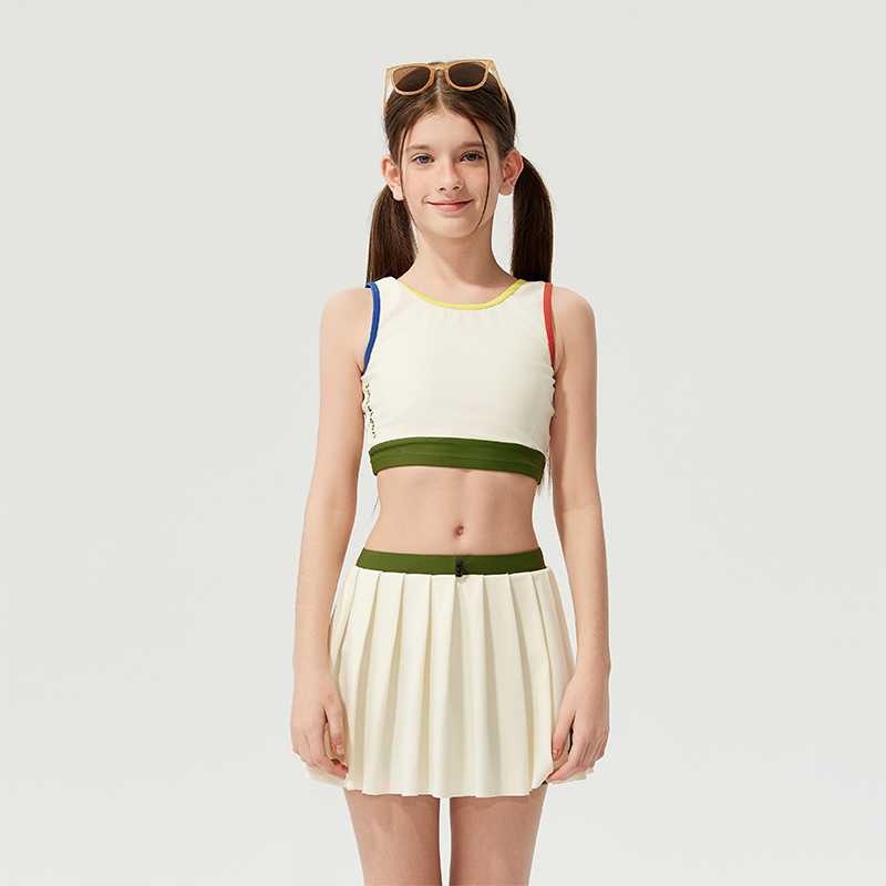 JollyBean Girls' Colorblock Swim Set – Retro Two-Piece Suit (120-170/ 5y-Adult)