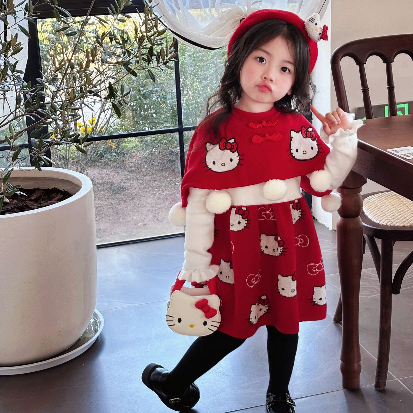 Robe pull rouge Hello Kitty pour filles