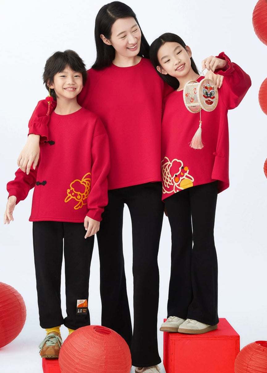 Sweat-shirt en polaire assorti pour la famille SLT pour le Nouvel An chinois --- Filles