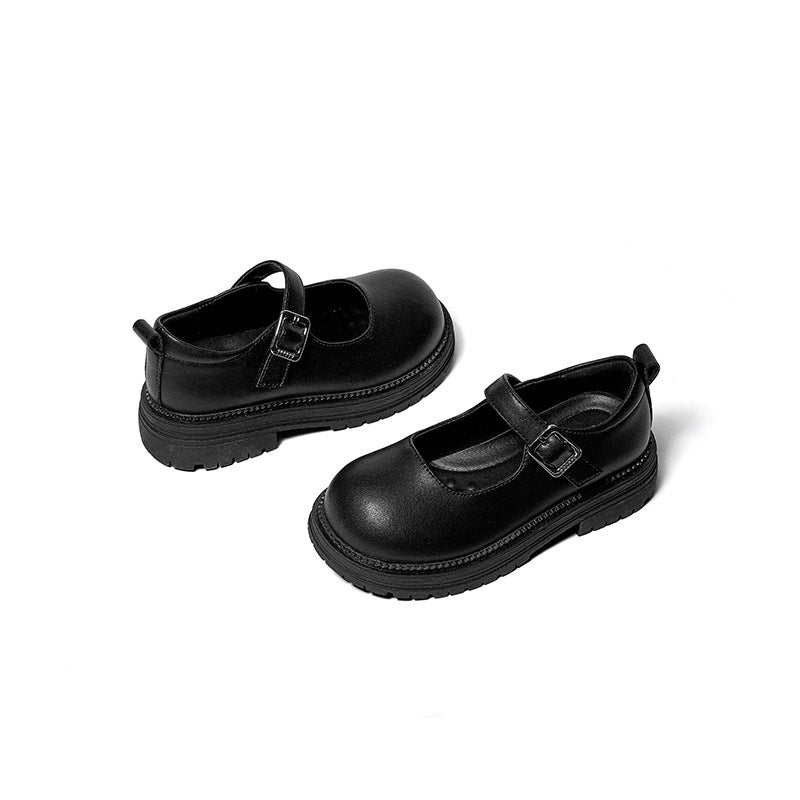 Snoffy Girl Black Leather Shoes