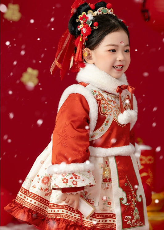 MengHu Girls' Hanfu Winter Dress ---Linglong